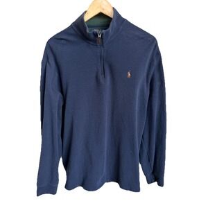 Polo Ralph Lauren Estate Rib Quarter Zip Pullover Sweater XL Mens Blue Pony